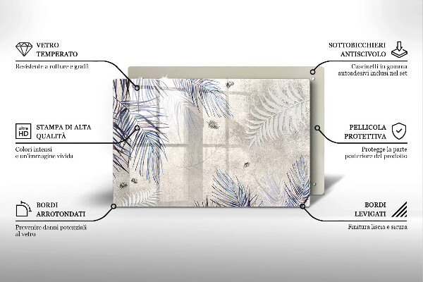 Tábua de cortar de vidro Folhas sutis