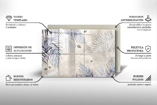 Tábua de cortar de vidro Folhas sutis