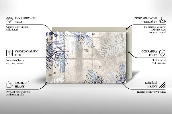 Tábua de cortar de vidro Folhas sutis