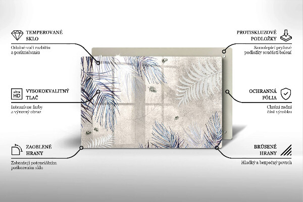 Tábua de cortar de vidro Folhas sutis