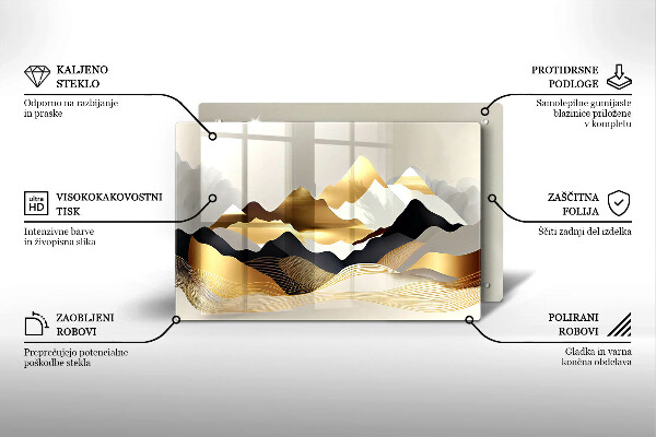 Tábua de cortar Abstração montanhas douradas