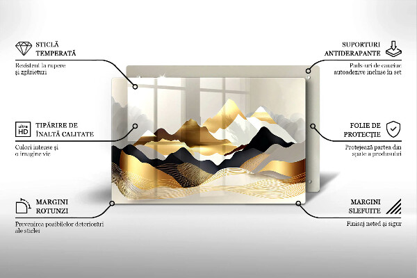 Tábua de cortar Abstração montanhas douradas