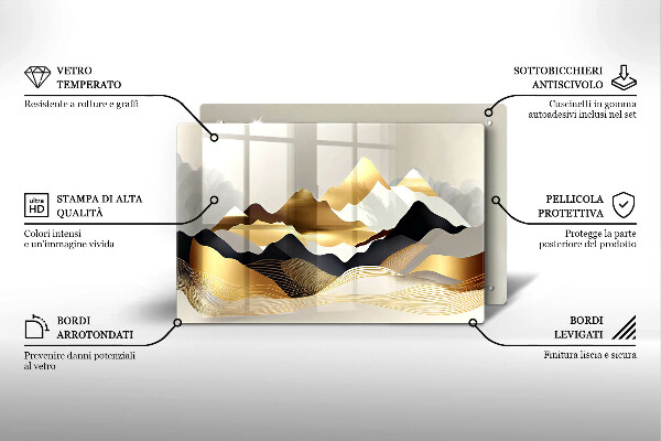 Tábua de cortar Abstração montanhas douradas