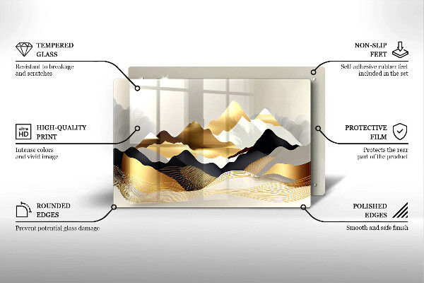 Tábua de cortar Abstração montanhas douradas