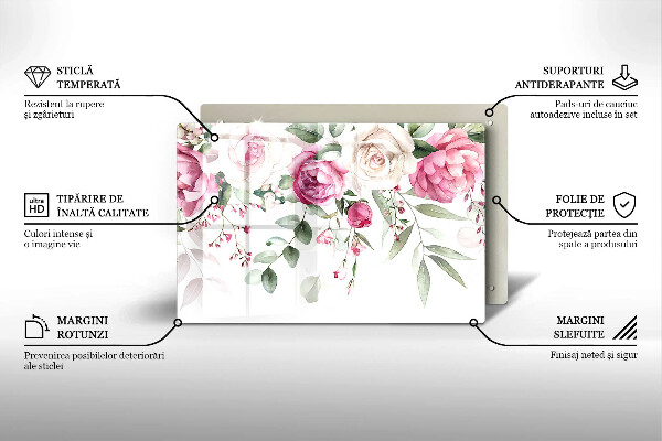 Tábua de corte Rosas em aquarela