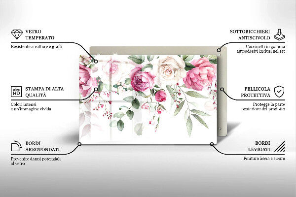 Tábua de corte Rosas em aquarela