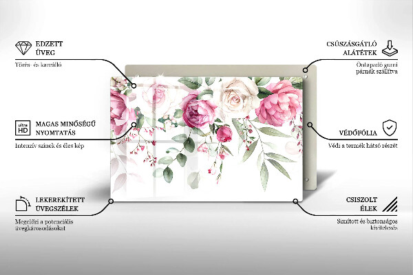 Tábua de corte Rosas em aquarela