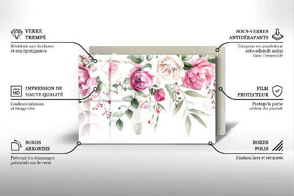 Tábua de corte Rosas em aquarela