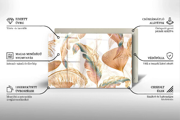 Tábua de cortar alimentos Penas e folhas Boho