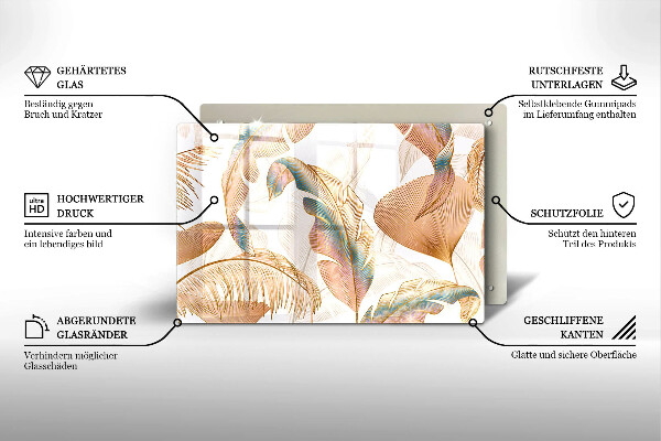 Tábua de cortar alimentos Penas e folhas Boho