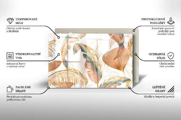 Tábua de cortar alimentos Penas e folhas Boho