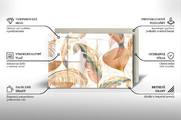 Tábua de cortar alimentos Penas e folhas Boho
