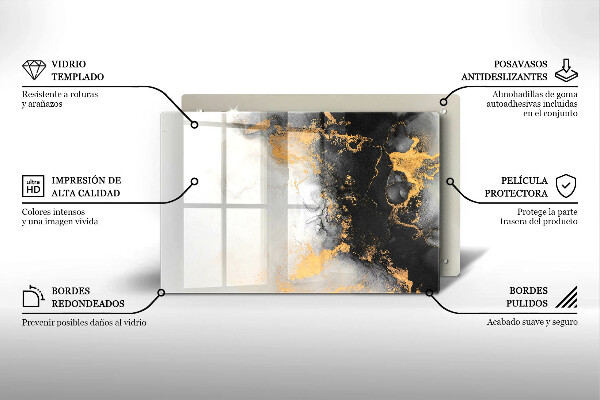 Tábua de vidro Abstração com ouro
