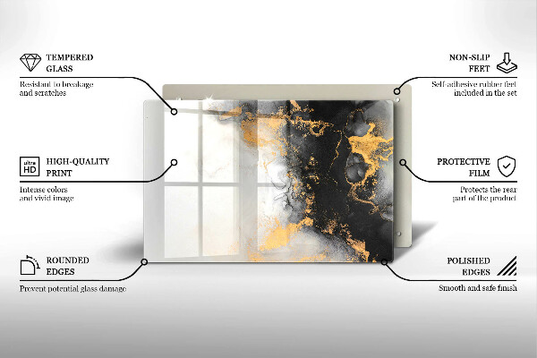 Tábua de vidro Abstração com ouro