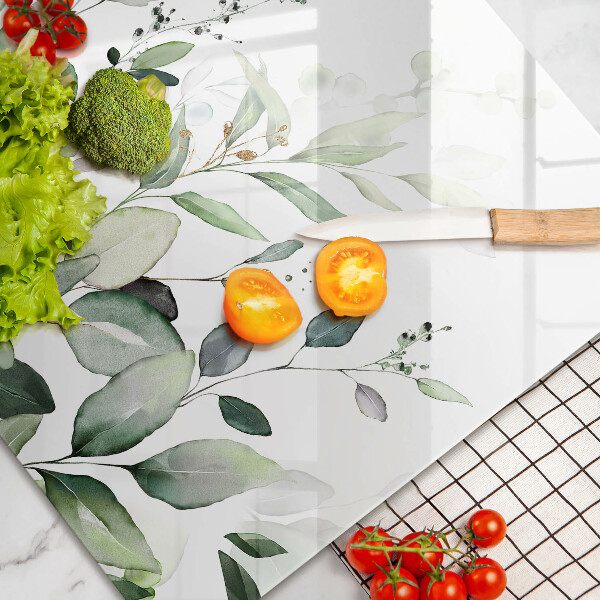 Tábua de vidro Plantas em aquarela