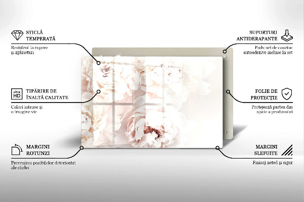 Tábua de cortar alimentos Peônias pastéis