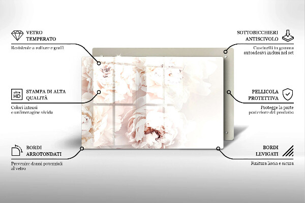 Tábua de cortar alimentos Peônias pastéis