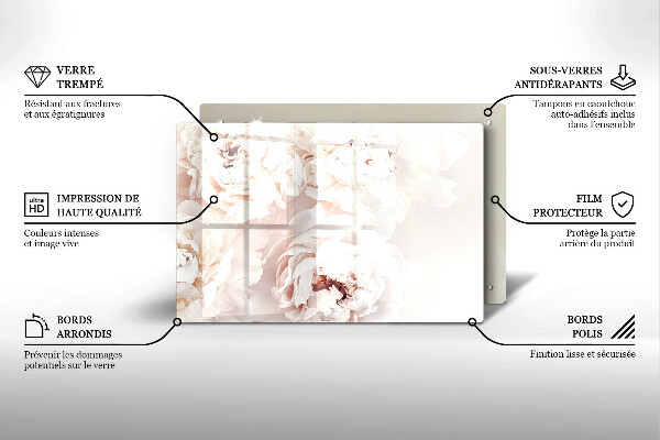 Tábua de cortar alimentos Peônias pastéis