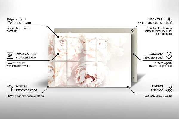 Tábua de cortar alimentos Peônias pastéis