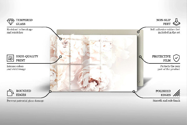 Tábua de cortar alimentos Peônias pastéis