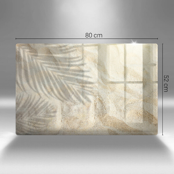 Tábua para corte Folhas de palmeira e areia