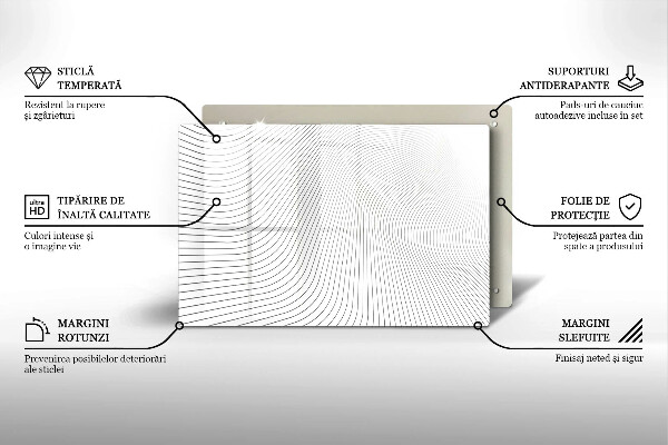Tábua de corte de vidro Padrão de linha moderno