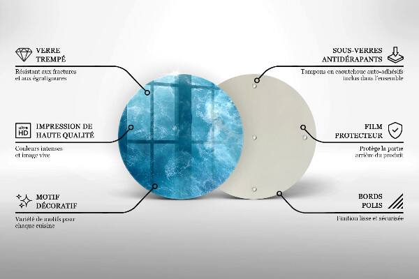 Tábua de corte de vidro Água azul