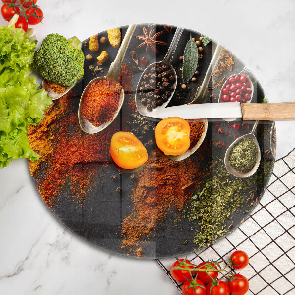 Tábua de corte colheres de especiarias