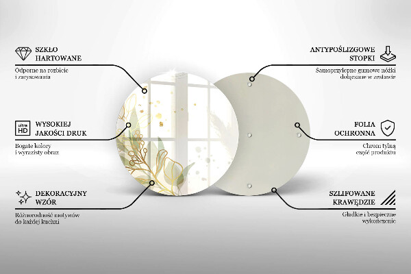 Tábua para corte Aquarela e folhas douradas