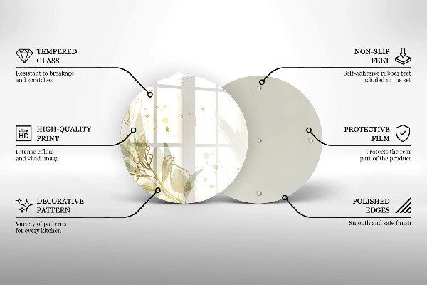 Tábua para corte Aquarela e folhas douradas