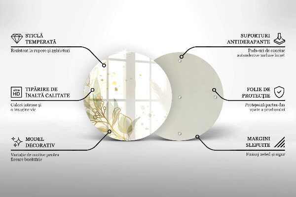 Tábua para corte Aquarela e folhas douradas