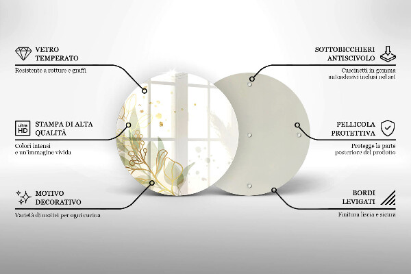 Tábua para corte Aquarela e folhas douradas