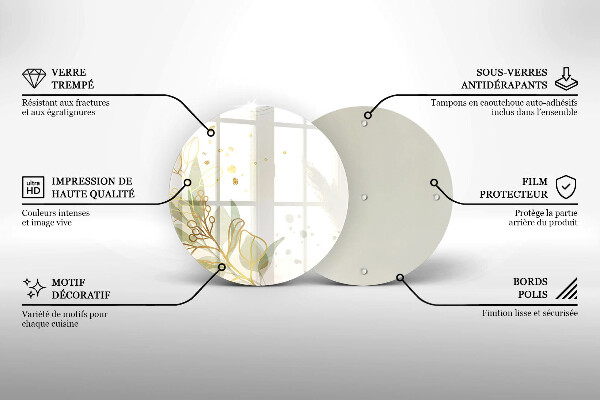 Tábua para corte Aquarela e folhas douradas