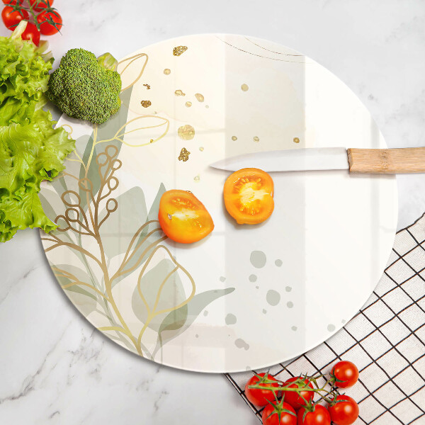 Tábua para corte Aquarela e folhas douradas