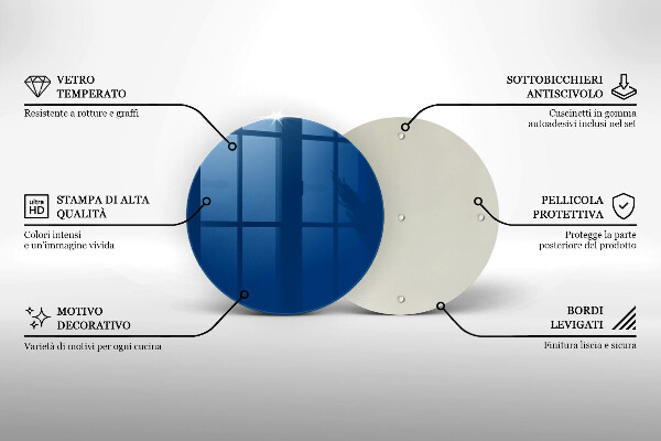 Tábua de cortar de vidro Cor azul