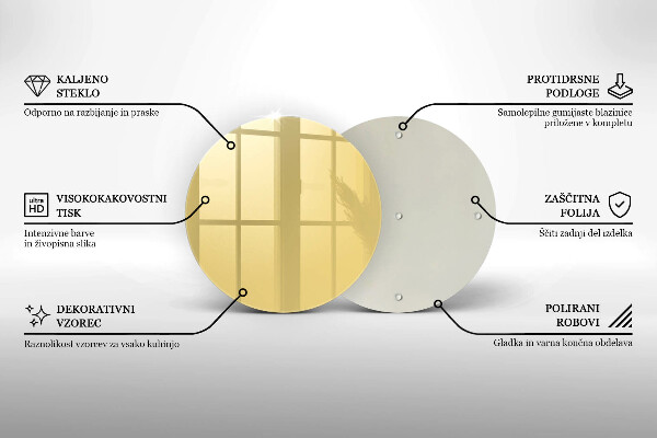 Tábua de cortar de vidro Cor amarela
