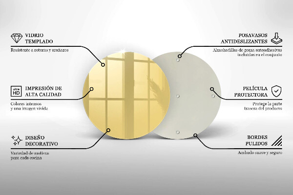 Tábua de cortar de vidro Cor amarela