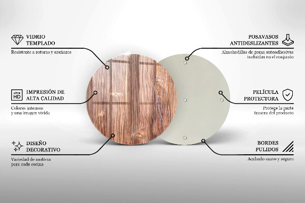 Tábua de cortar de vidro Madeira natural