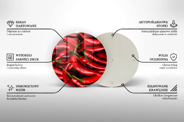 Tábua de vidro Pimentas picantes