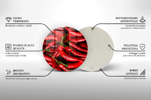 Tábua de vidro Pimentas picantes