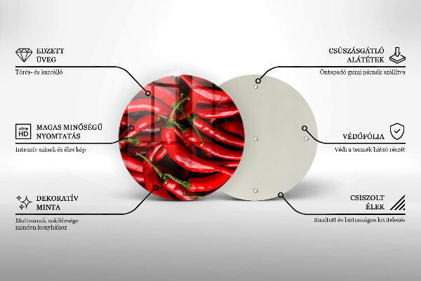 Tábua de vidro Pimentas picantes