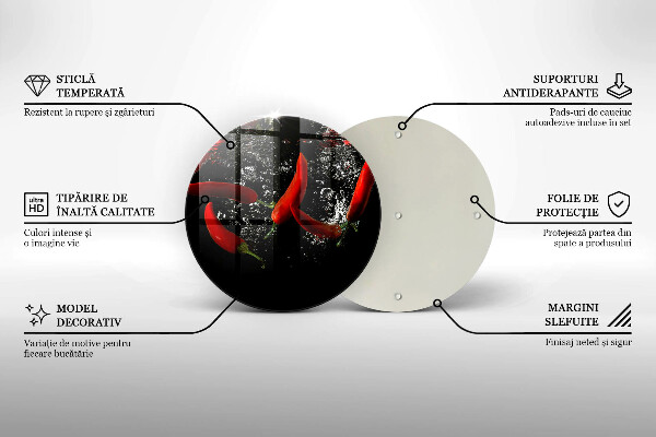 Tábua de corte de vidro Pimentas em água