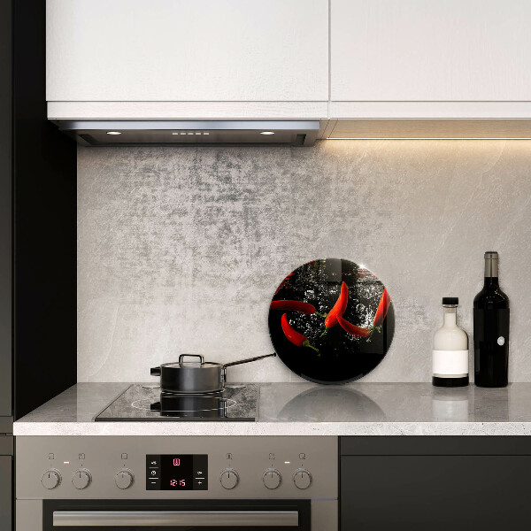 Tábua de corte de vidro Pimentas em água