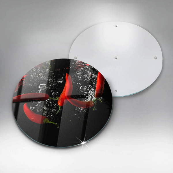 Tábua de corte de vidro Pimentas em água