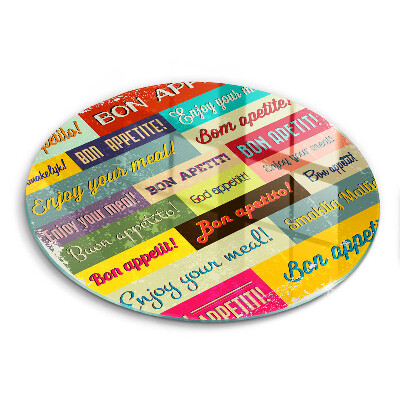 Tábua de cortar de vidro Bon appetit legendas idiomas