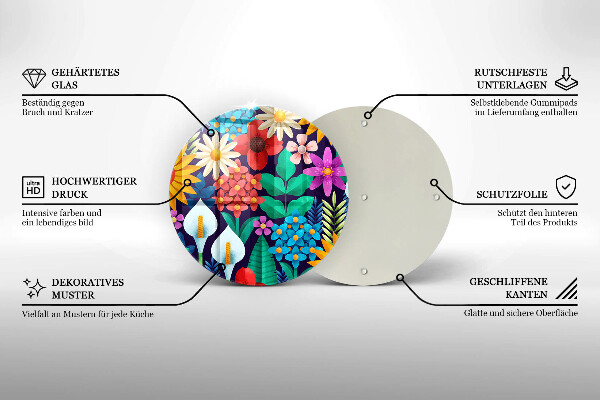 Tábua de cortar alimentos Ilustração de um prado de flores