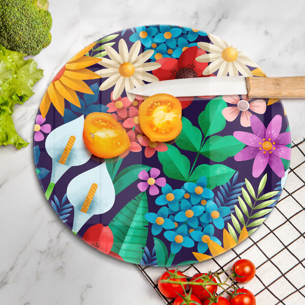 Tábua de cortar alimentos Ilustração de um prado de flores