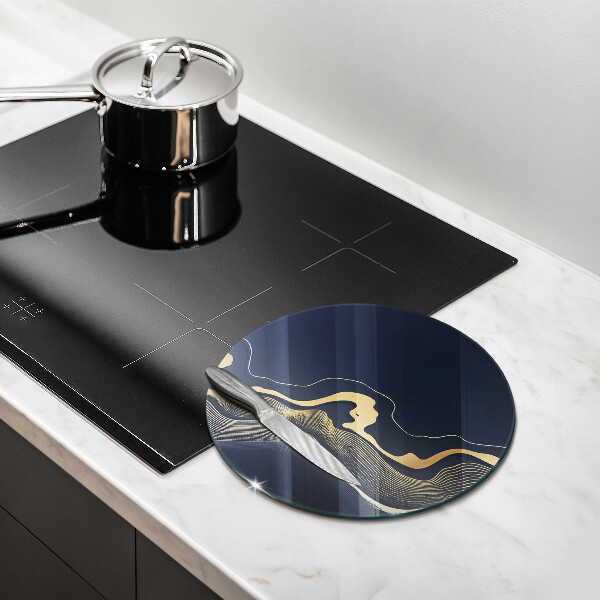 Tábua de corte de vidro Linhas douradas abstratas