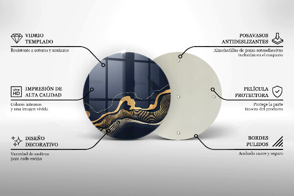 Tábua de corte de vidro Linhas douradas abstratas