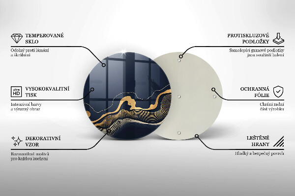 Tábua de corte de vidro Linhas douradas abstratas